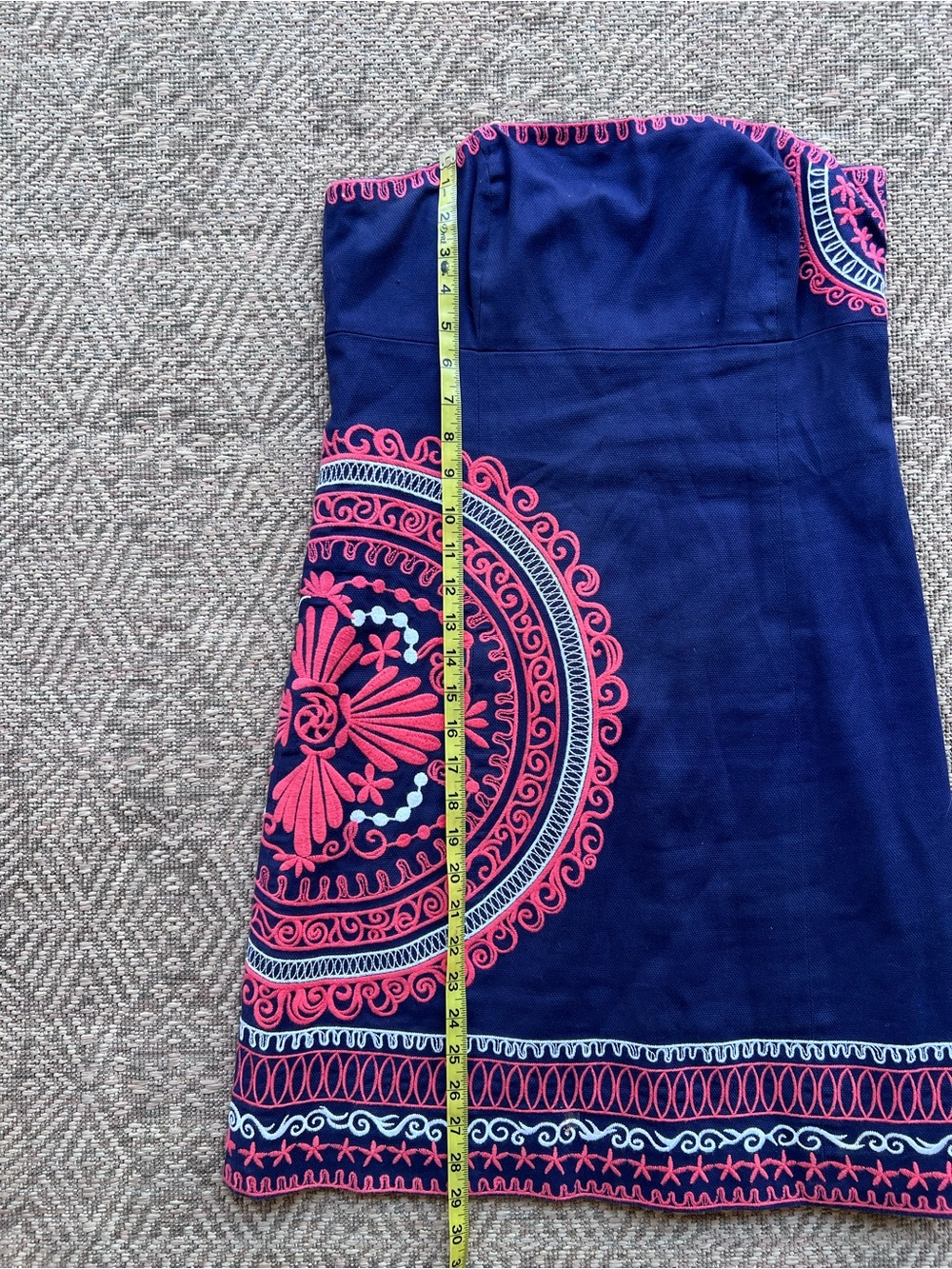 Lilly Pulitzer Navy Embroidered Shift Dress Coral White Cotton Size 8 - Picture 4 of 8